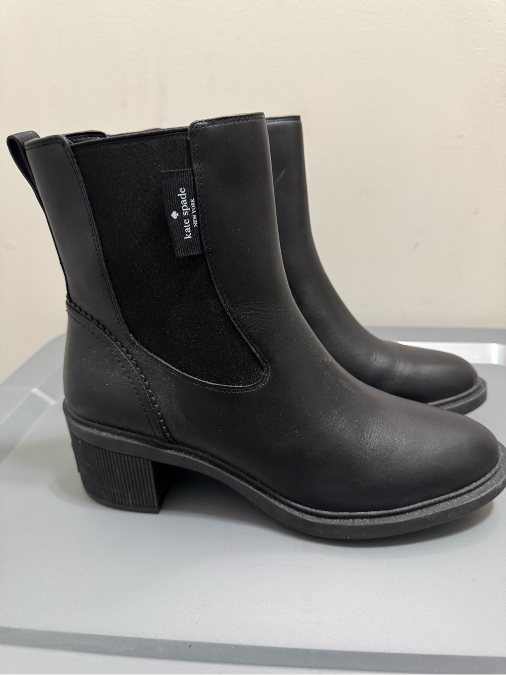 kate spade Black Leather Chelsea Ankle Booties NWOT